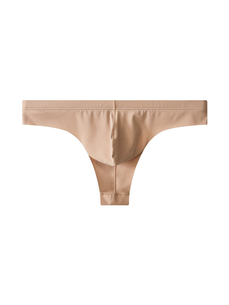 4-Pack Men's Seamless Solid Color Stretch Fit Ice Silk Thong | dmunderwear detail image 9
