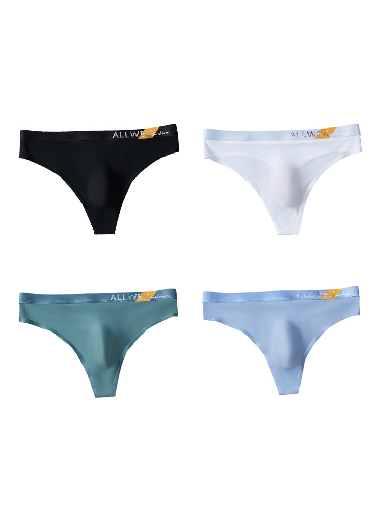 4 Pack Men's Second-Skin Feel 3D Pouch Cooling Touch Thongs | dmunderwear detail image 2