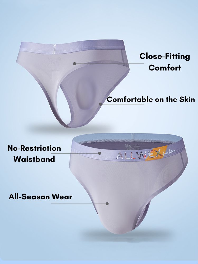 4 Pack Men's Second-Skin Feel 3D Pouch Cooling Touch Thongs | dmunderwear detail image 3