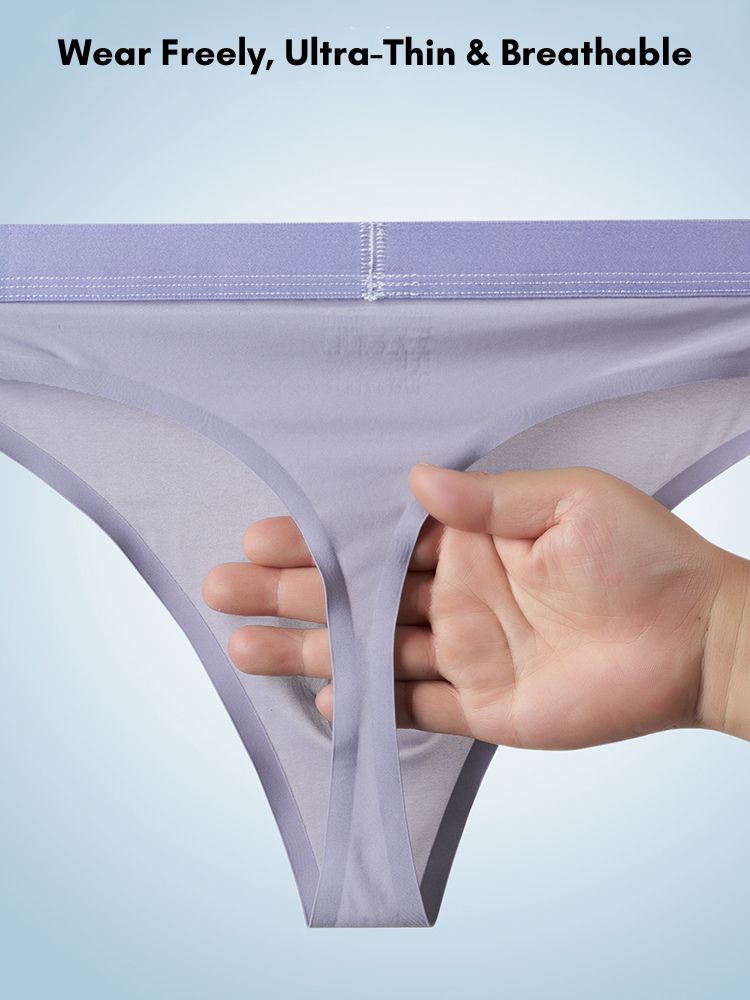 4 Pack Men's Second-Skin Feel 3D Pouch Cooling Touch Thongs | dmunderwear detail image 4