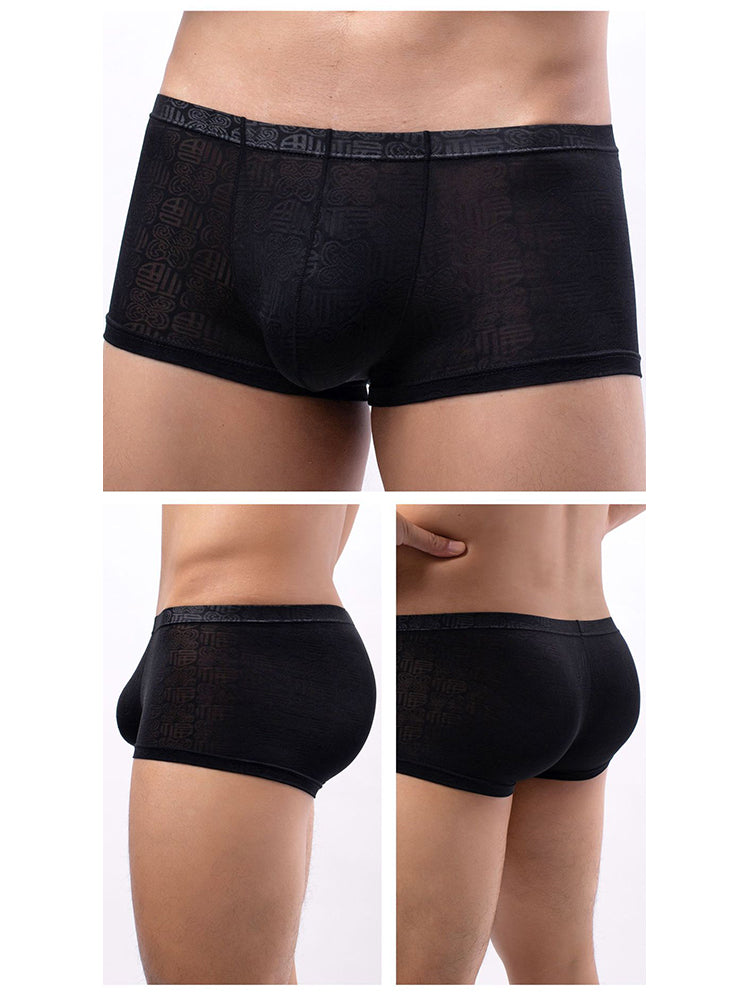4 Pack Men's Sexy Breathable Jacquard Trunks | dmunderwear detail image 10