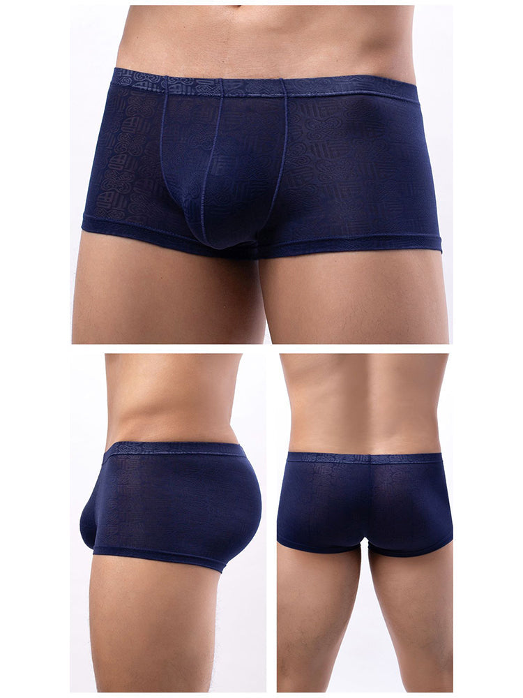4 Pack Men's Sexy Breathable Jacquard Trunks | dmunderwear detail image 13