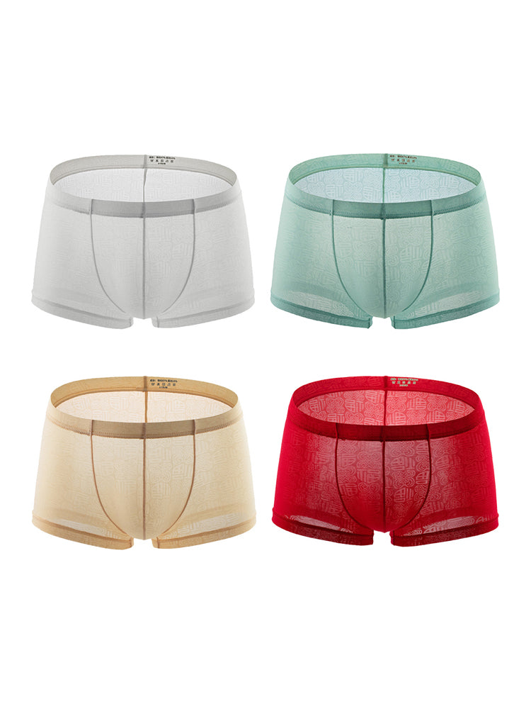 4 Pack Men's Sexy Breathable Jacquard Trunks | dmunderwear detail image 17