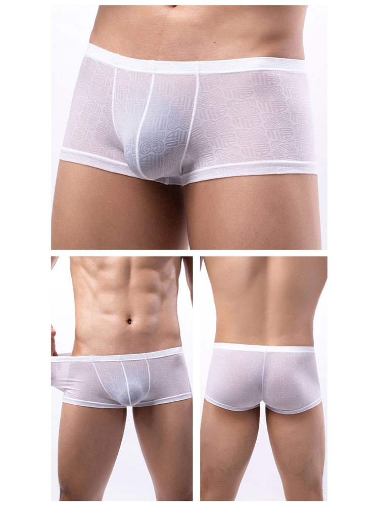 4 Pack Men's Sexy Breathable Jacquard Trunks | dmunderwear detail image 5