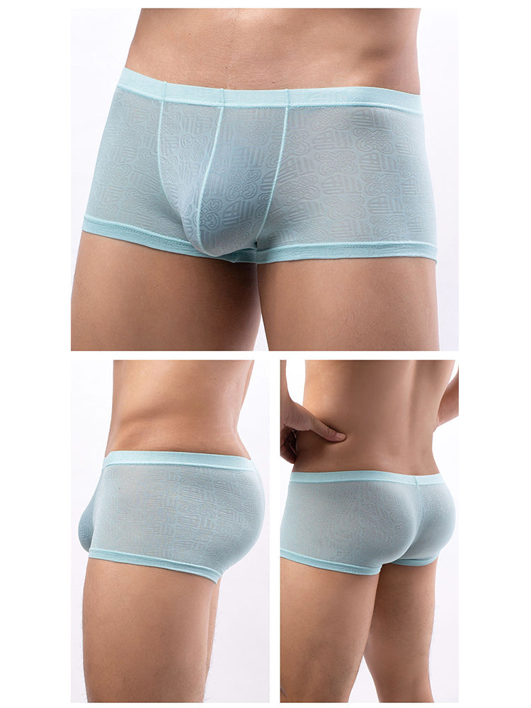 4 Pack Men's Sexy Breathable Jacquard Trunks | dmunderwear detail image 8