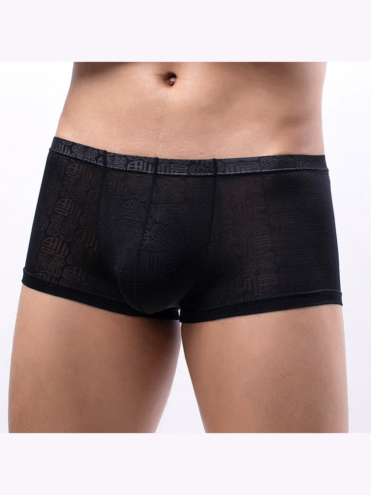 4 Pack Men's Sexy Breathable Jacquard Trunks | dmunderwear detail image 9