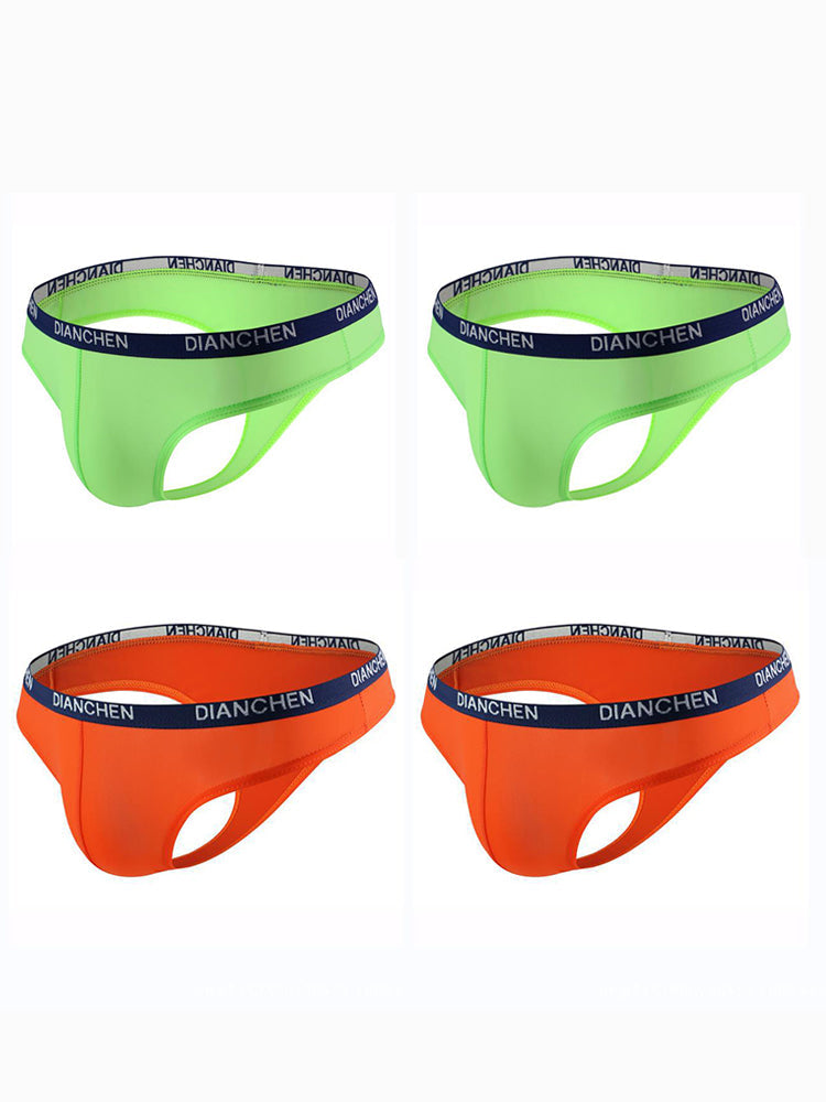 4 Pack Men's Sexy Comfortable Ice Silk Breathable Thong | dmunderwear detail image 12