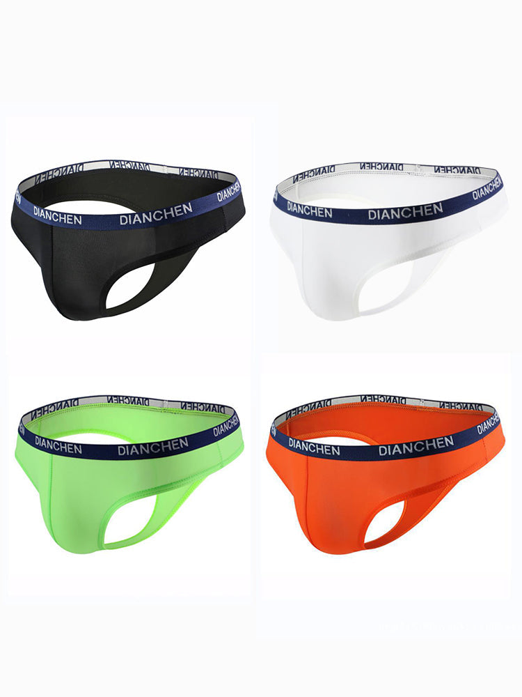 4 Pack Men's Sexy Comfortable Ice Silk Breathable Thong | dmunderwear detail image 2