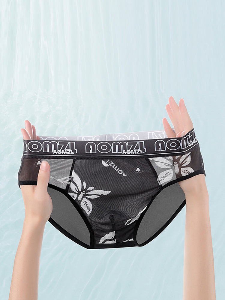 4-pack Men's Sexy Leopard Print Ice Silk Mesh Briefs | dmunderwear