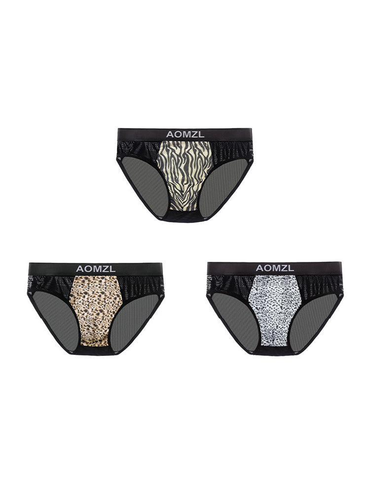 4-pack Men's Sexy Leopard Print Ice Silk Mesh Briefs | dmunderwear detail image 16