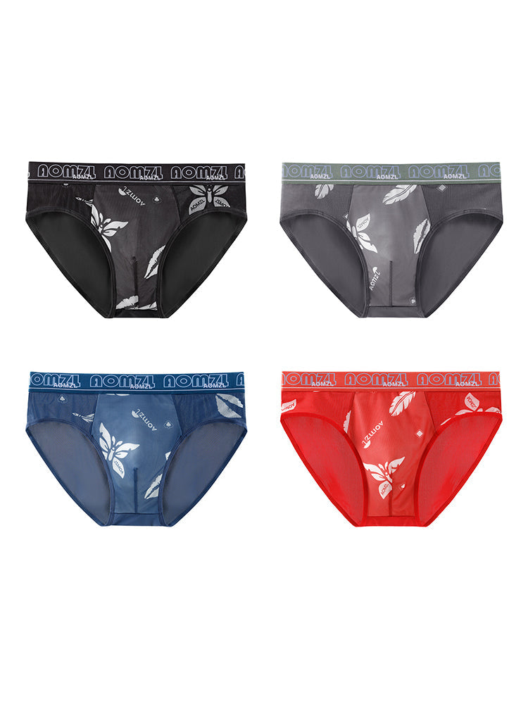 4-pack Men's Sexy Leopard Print Ice Silk Mesh Briefs | dmunderwear detail image 17