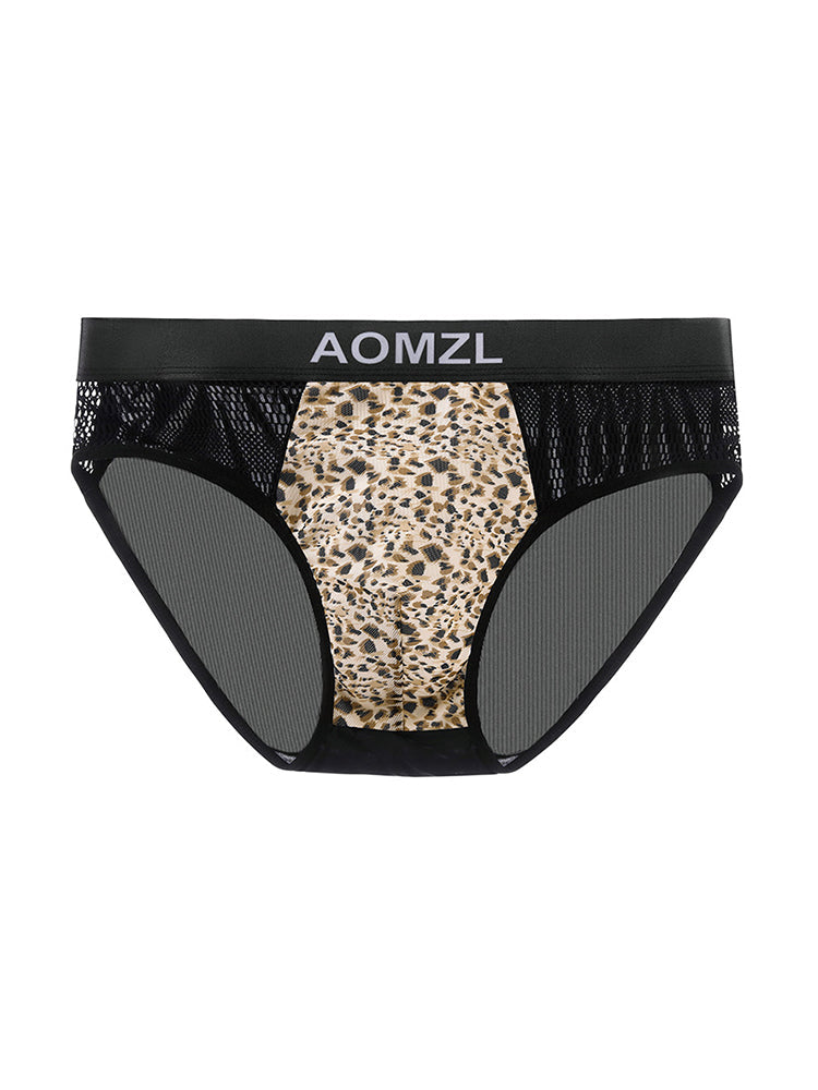 4-pack Men's Sexy Leopard Print Ice Silk Mesh Briefs | dmunderwear detail image 19