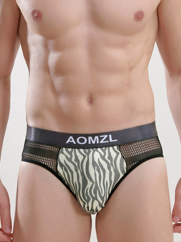 4-pack Men's Sexy Leopard Print Ice Silk Mesh Briefs | dmunderwear detail image 3
