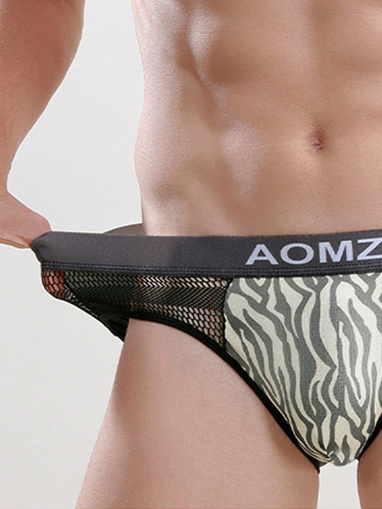 4-pack Men's Sexy Leopard Print Ice Silk Mesh Briefs | dmunderwear detail image 4