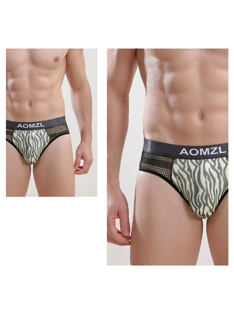 4-pack Men's Sexy Leopard Print Ice Silk Mesh Briefs | dmunderwear detail image 8