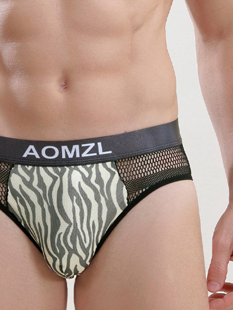 4-pack Men's Sexy Leopard Print Ice Silk Mesh Briefs | dmunderwear detail image 9