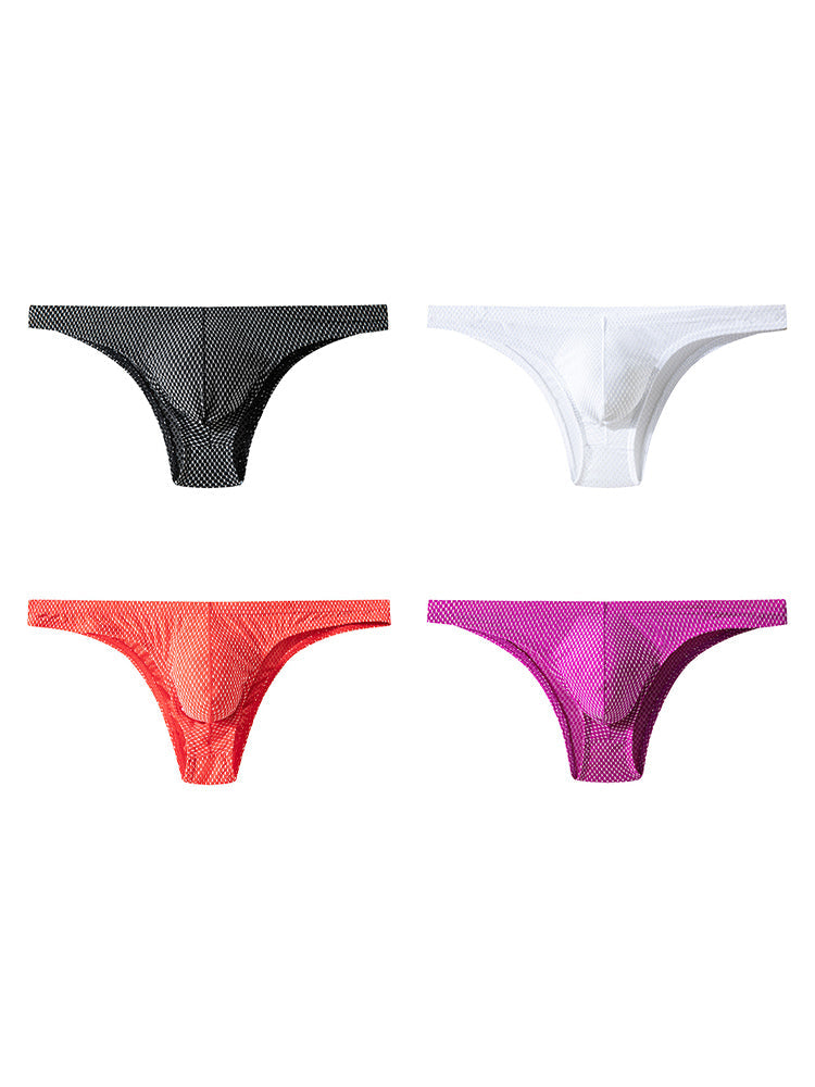 4 Pack Men's Sexy Low-Rise Durable Stretch Skin-Friendly Thongs | dmunderwear detail image 10