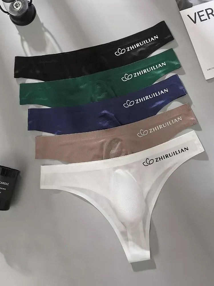 4-pack Men's Sexy Solid Color Letter Seamless Thong | dmunderwear