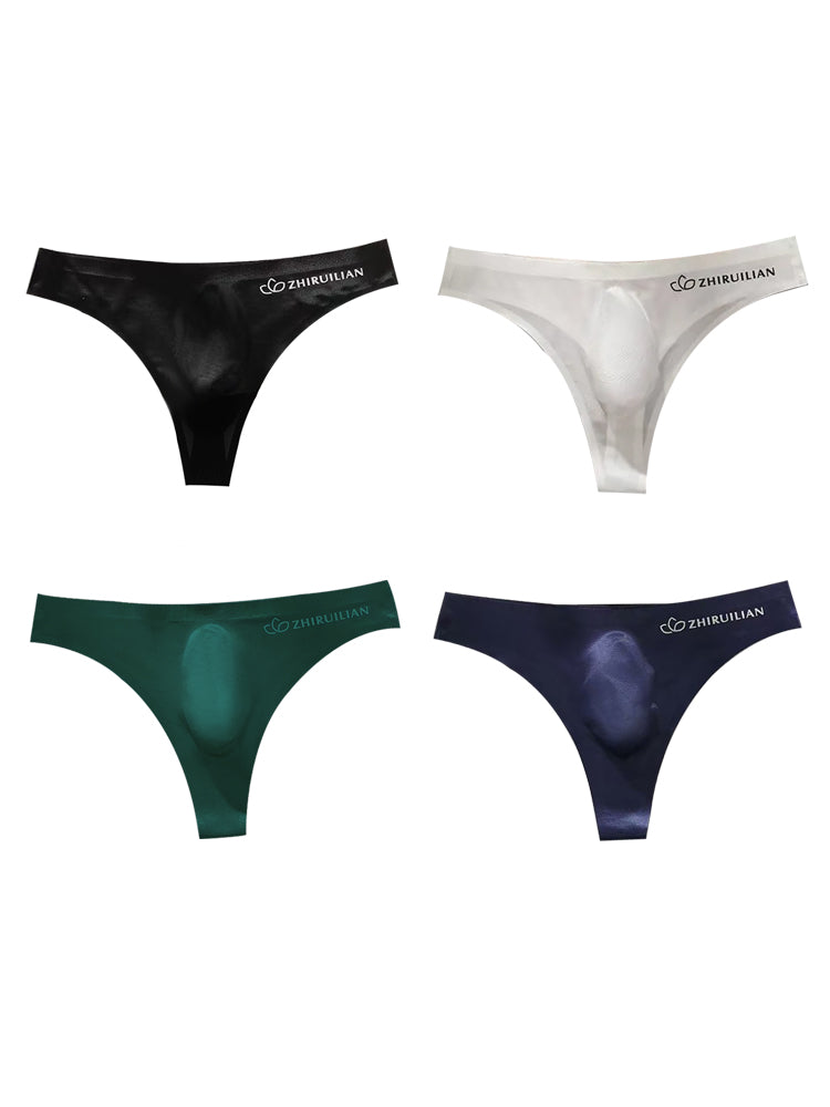4-pack Men's Sexy Solid Color Letter Seamless Thong | dmunderwear detail image 12