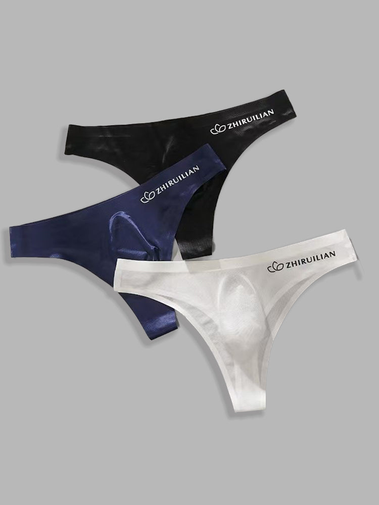4-pack Men's Sexy Solid Color Letter Seamless Thong | dmunderwear detail image 13