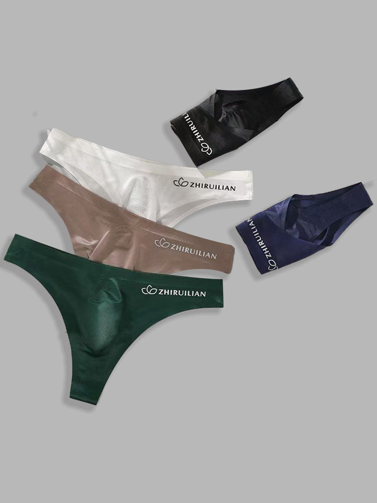 4-pack Men's Sexy Solid Color Letter Seamless Thong | dmunderwear detail image 14