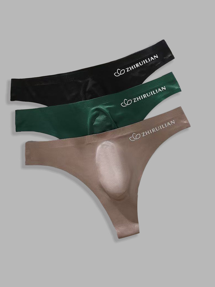 4-pack Men's Sexy Solid Color Letter Seamless Thong | dmunderwear detail image 15