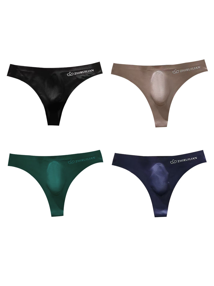 4-pack Men's Sexy Solid Color Letter Seamless Thong | dmunderwear detail image 17