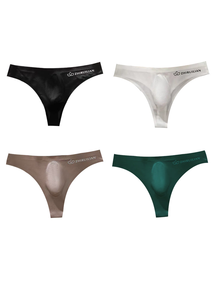 4-pack Men's Sexy Solid Color Letter Seamless Thong | dmunderwear variant image