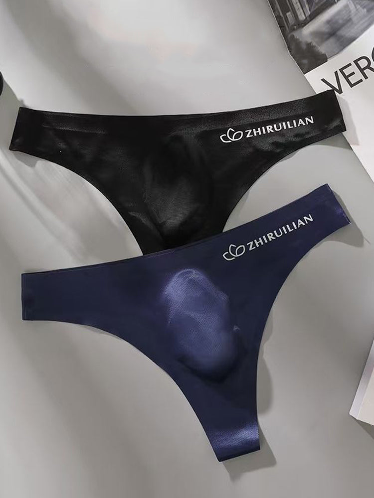 4-pack Men's Sexy Solid Color Letter Seamless Thong | dmunderwear detail image 3