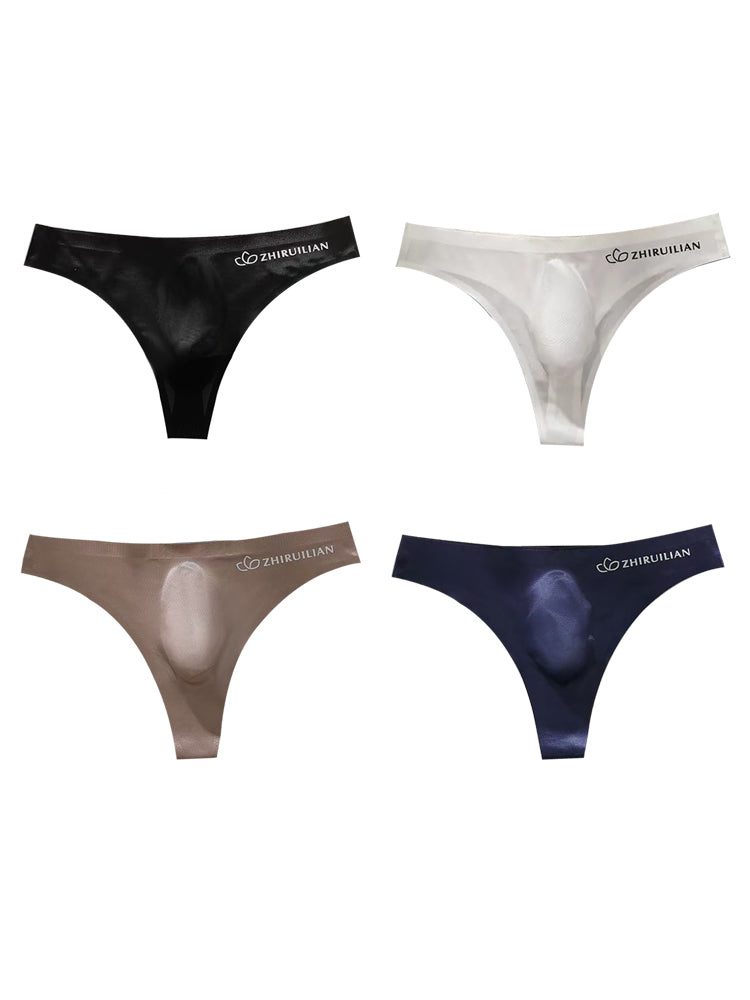 4-pack Men's Sexy Solid Color Letter Seamless Thong | dmunderwear detail image 7