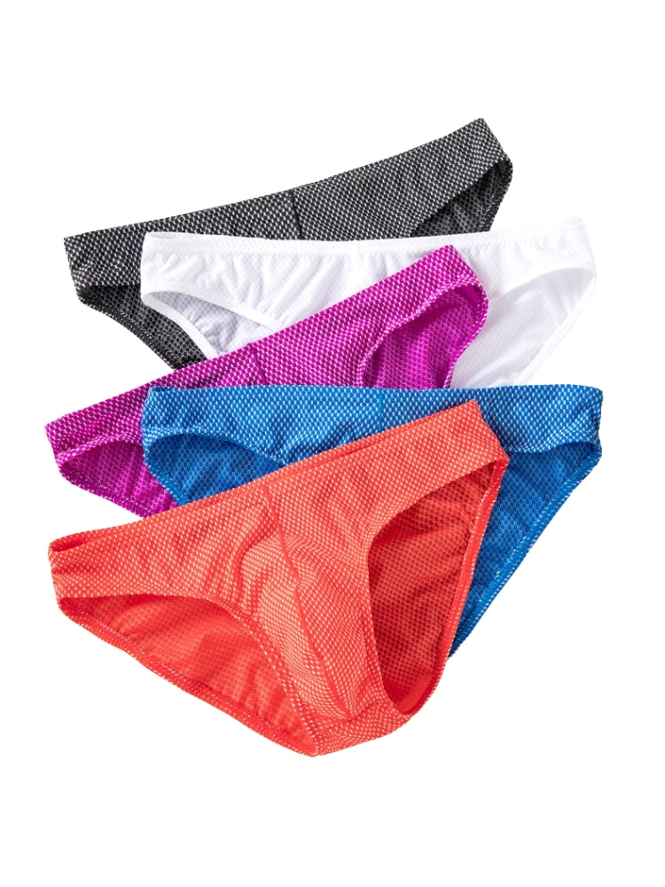 4 Pack Men's Sexy Solid Color Low-Rise Stretch Fit Breathable Briefs | dmunderwear detail image 14