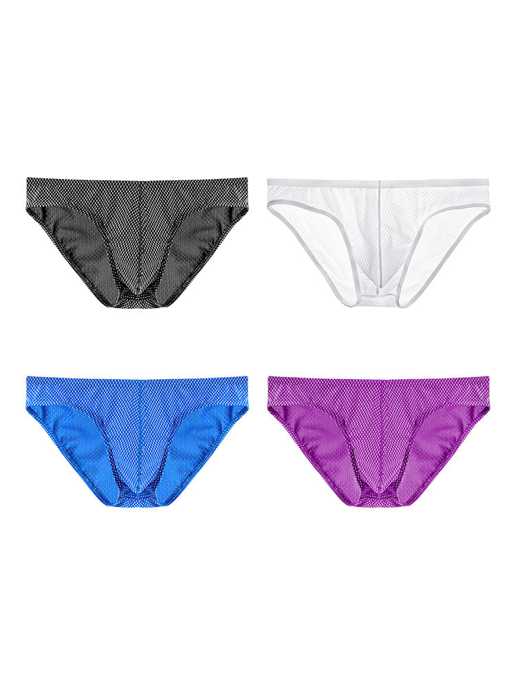 4 Pack Men's Sexy Solid Color Low-Rise Stretch Fit Breathable Briefs | dmunderwear detail image 18