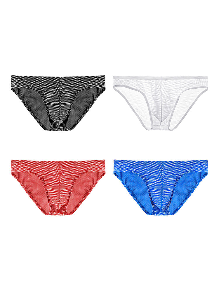 4 Pack Men's Sexy Solid Color Low-Rise Stretch Fit Breathable Briefs | dmunderwear detail image 2