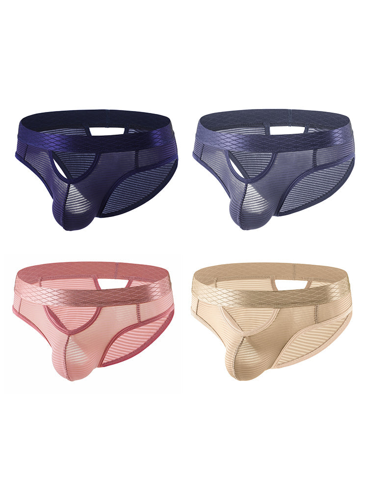 4 Pack Men's Sexy Striped Design Day-Long Comfort Soft-Touch Waistband Bikini | dmunderwear detail image 12