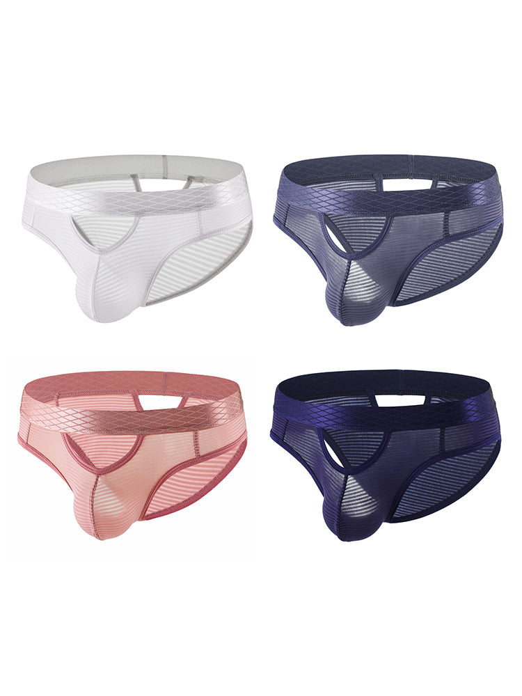 4 Pack Men's Sexy Striped Design Day-Long Comfort Soft-Touch Waistband Bikini | dmunderwear detail image 17