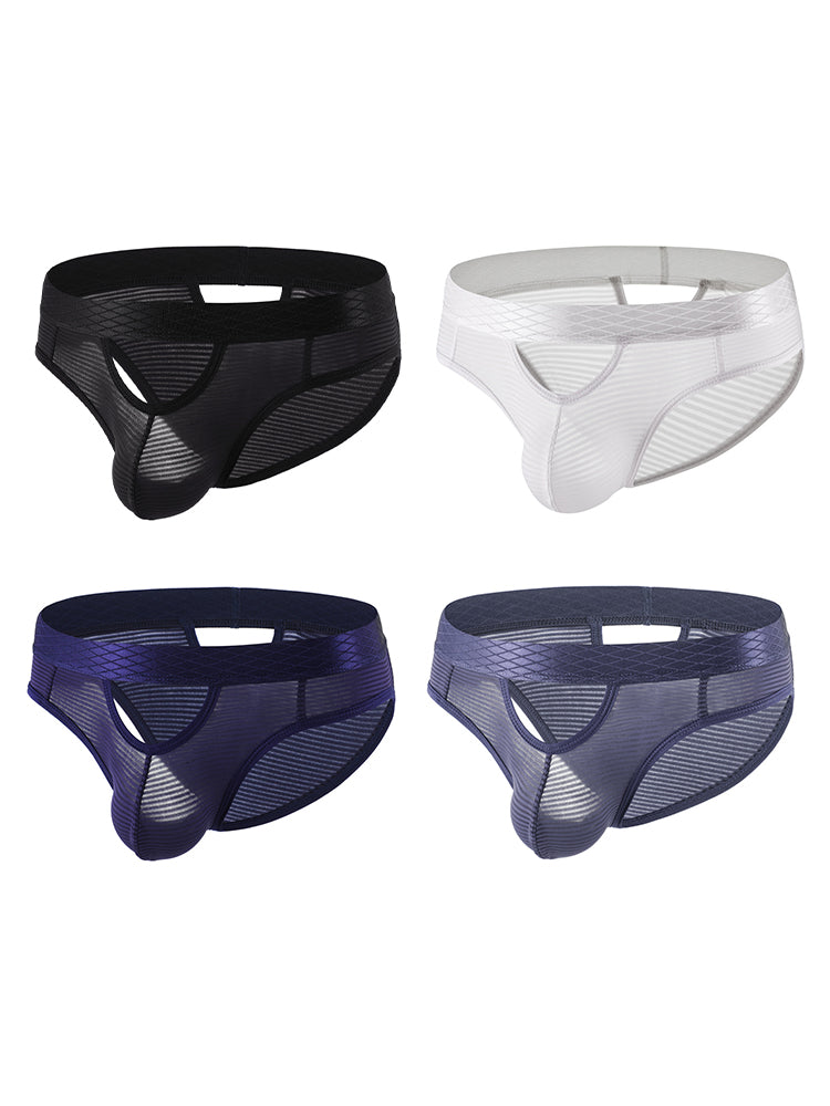 4 Pack Men's Sexy Striped Design Day-Long Comfort Soft-Touch Waistband Bikini | dmunderwear detail image 2