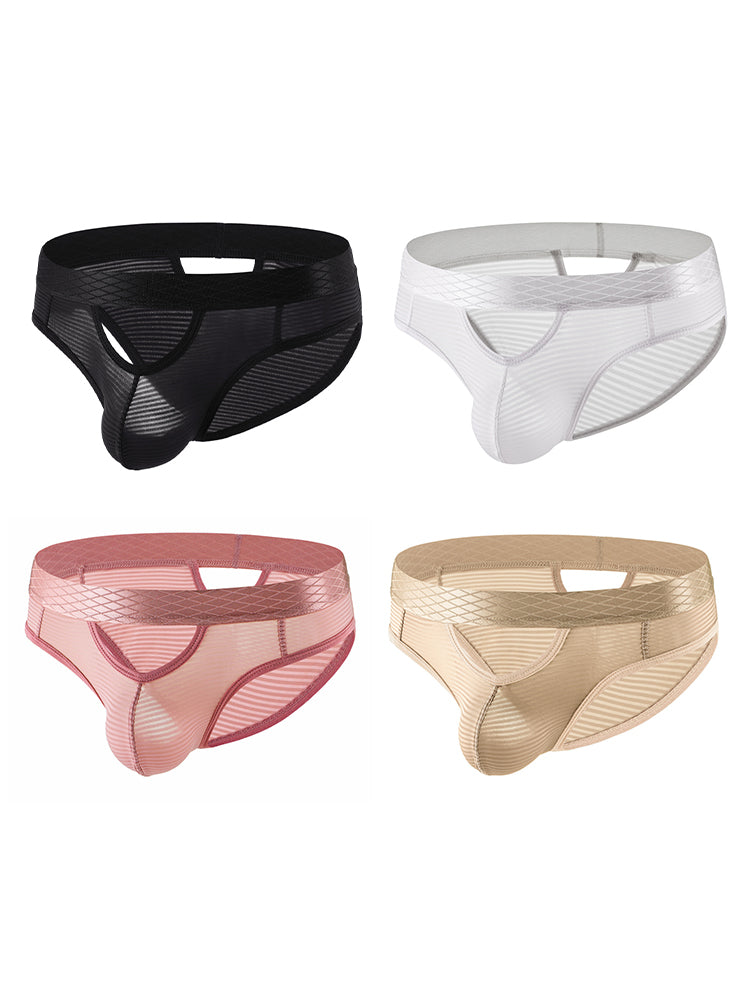 4 Pack Men's Sexy Striped Design Day-Long Comfort Soft-Touch Waistband Bikini | dmunderwear detail image 7