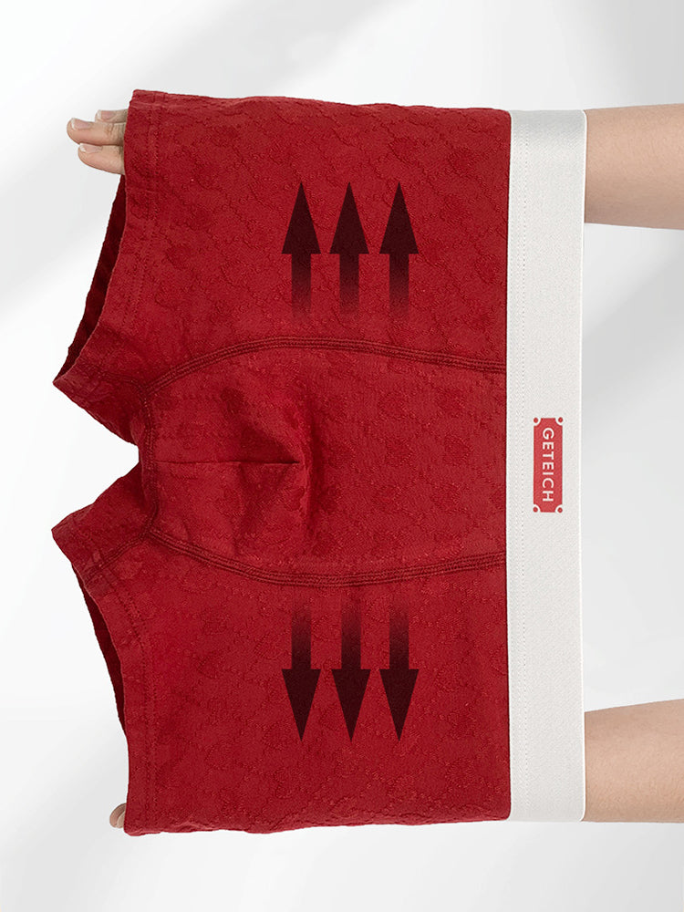 4 Pack Men's Soft Jacquard Cotton Lucky Red Breathable Trunks | dmunderwear detail image 11