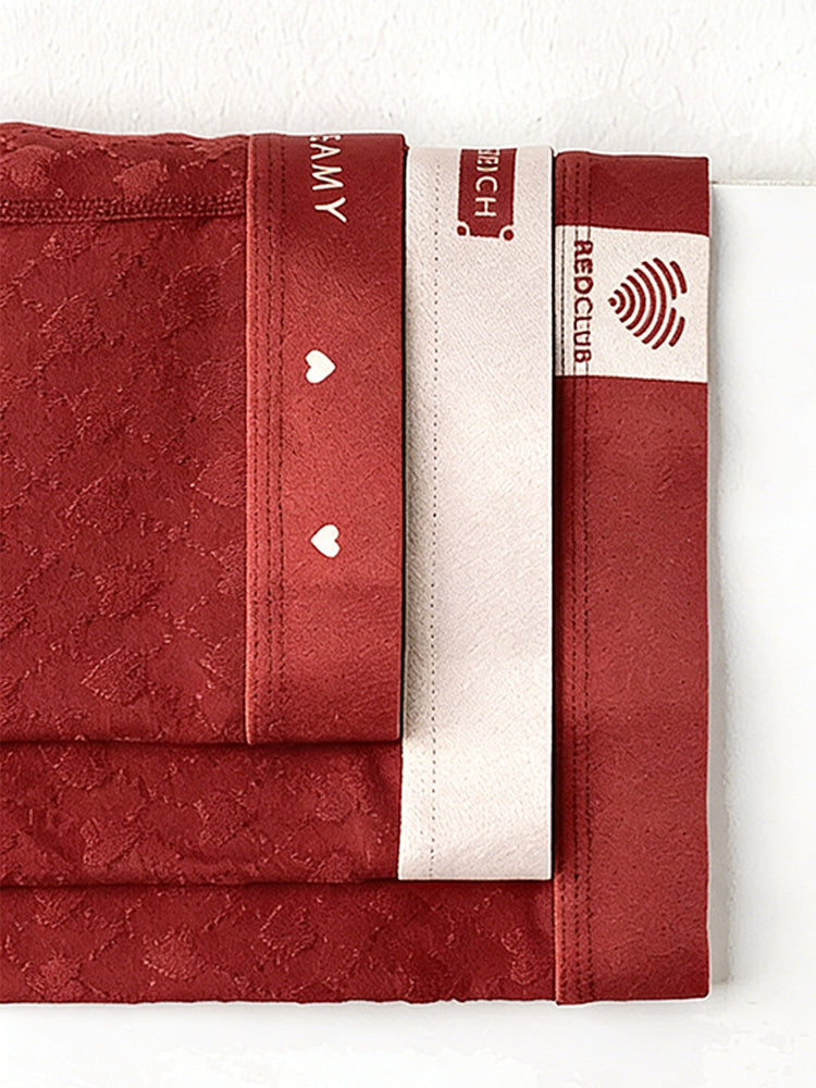 4 Pack Men's Soft Jacquard Cotton Lucky Red Breathable Trunks | dmunderwear detail image 14
