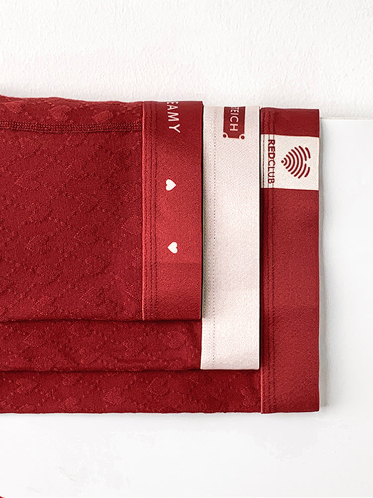 4 Pack Men's Soft Jacquard Cotton Lucky Red Breathable Trunks | dmunderwear detail image 15