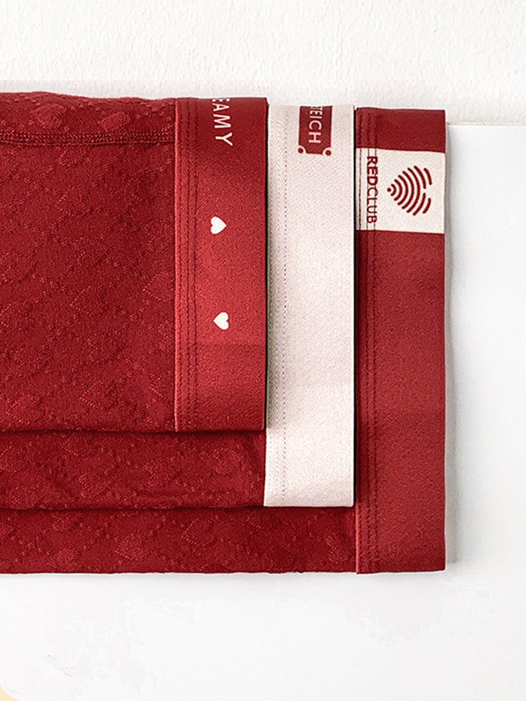 4 Pack Men's Soft Jacquard Cotton Lucky Red Breathable Trunks | dmunderwear detail image 19