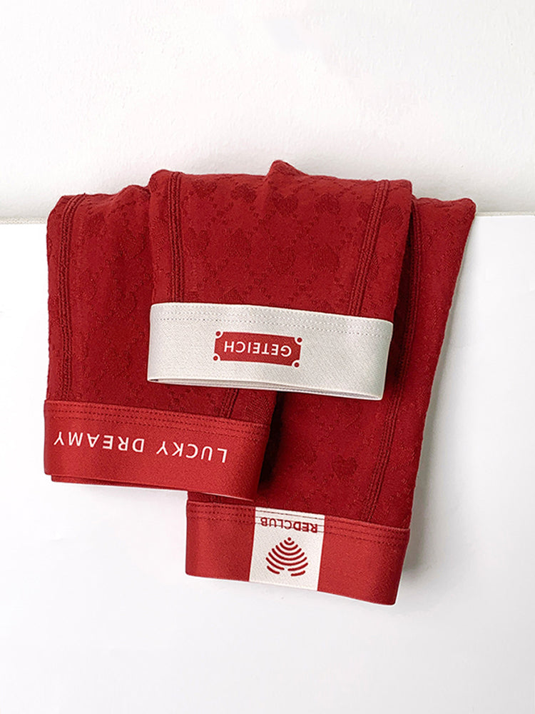 4 Pack Men's Soft Jacquard Cotton Lucky Red Breathable Trunks | dmunderwear detail image 20