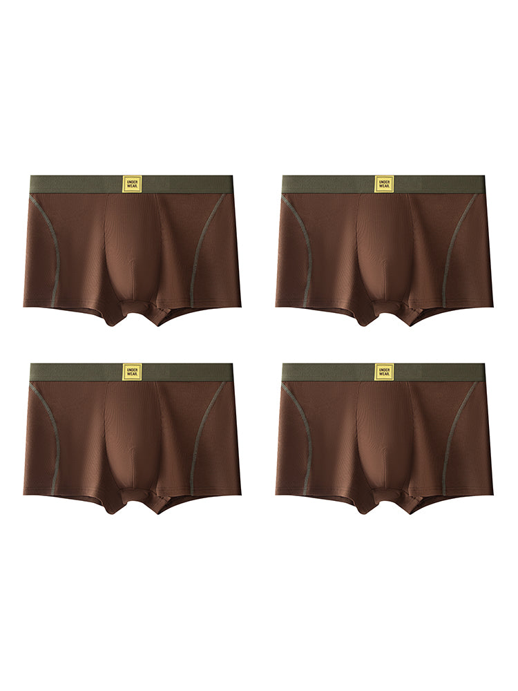 4 Pack Men's Soft Ribbed Textured Antibacterial & Breathable Trunks | dmunderwear detail image 14