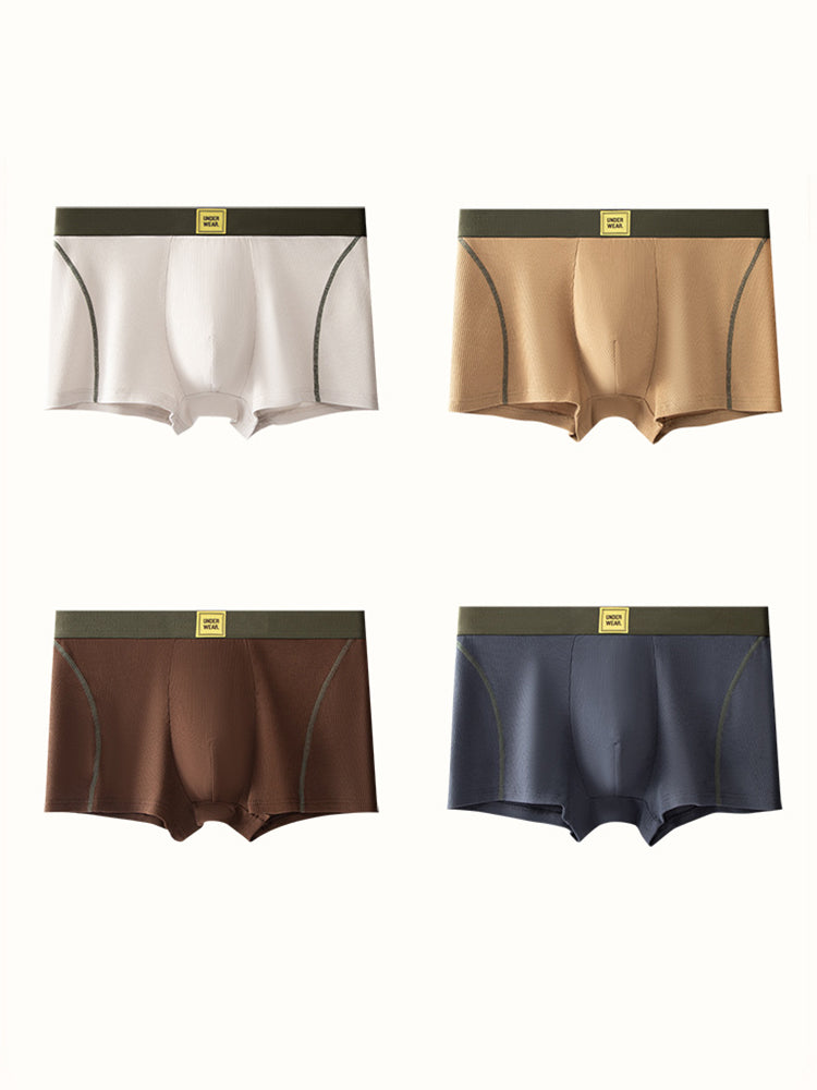 4 Pack Men's Soft Ribbed Textured Antibacterial & Breathable Trunks | dmunderwear detail image 19