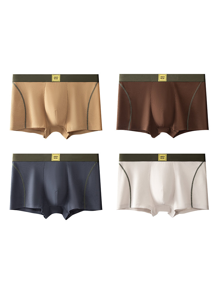 4 Pack Men's Soft Ribbed Textured Antibacterial & Breathable Trunks | dmunderwear detail image 2