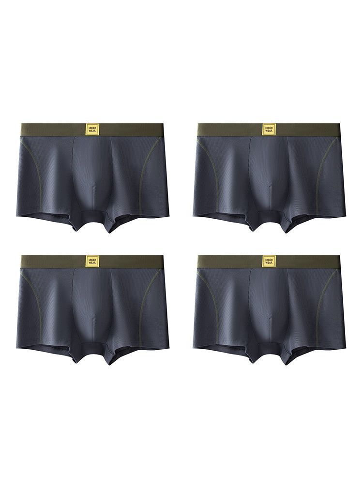 4 Pack Men's Soft Ribbed Textured Antibacterial & Breathable Trunks | dmunderwear detail image 20