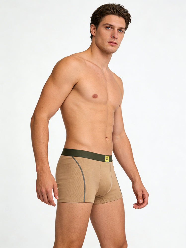 4 Pack Men's Soft Ribbed Textured Antibacterial & Breathable Trunks | dmunderwear detail image 3