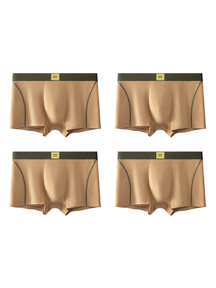 4 Pack Men's Soft Ribbed Textured Antibacterial & Breathable Trunks | dmunderwear detail image 8