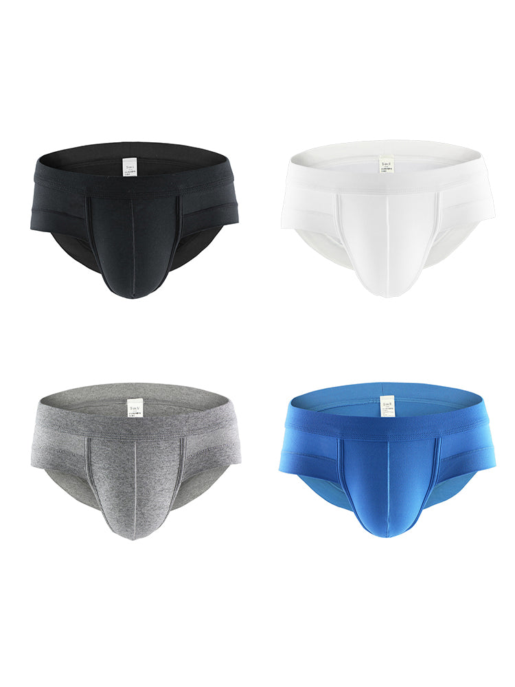 4 Pack Men's Solid Breathable Anti-Pinch Briefs | dmunderwear detail image 2