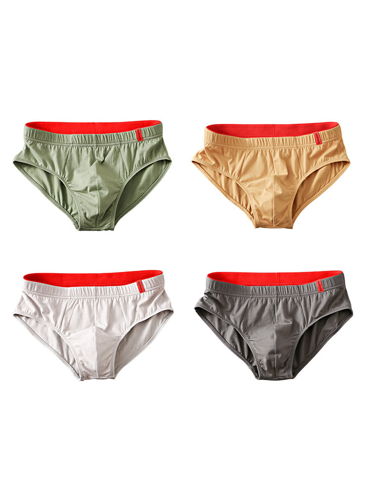 4 Pack Men's Solid Color Cotton Low-Rise Seamless Comfort Briefs | dmunderwear detail image 14